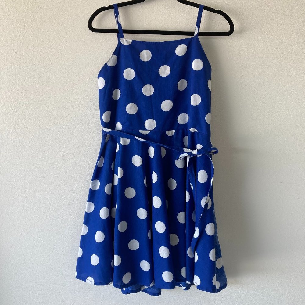 Blue and White Polka Dot Dress Circle Skirt 50s Barbie Girl